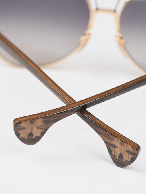 Chrome Hearts glassesSunglasses GRAND BEAST IV – MATTE BLACKBRUSHED SILVERWOOD EBONYWALNUT EBONY 4