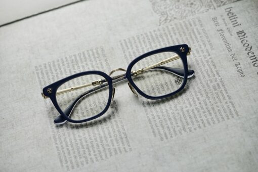 Chrome Hearts Glasses STRAPADICTOME – Blue GOLD PLATED 1