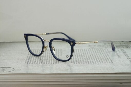 Chrome Hearts Glasses STRAPADICTOME – Blue GOLD PLATED 2